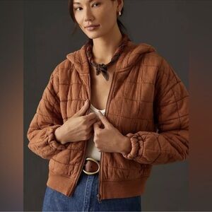 ANTHROPOLOGIE PILCRO & THE LETTER PRESS
QUILTED BOMBER HOODIE XL CROP JACKET